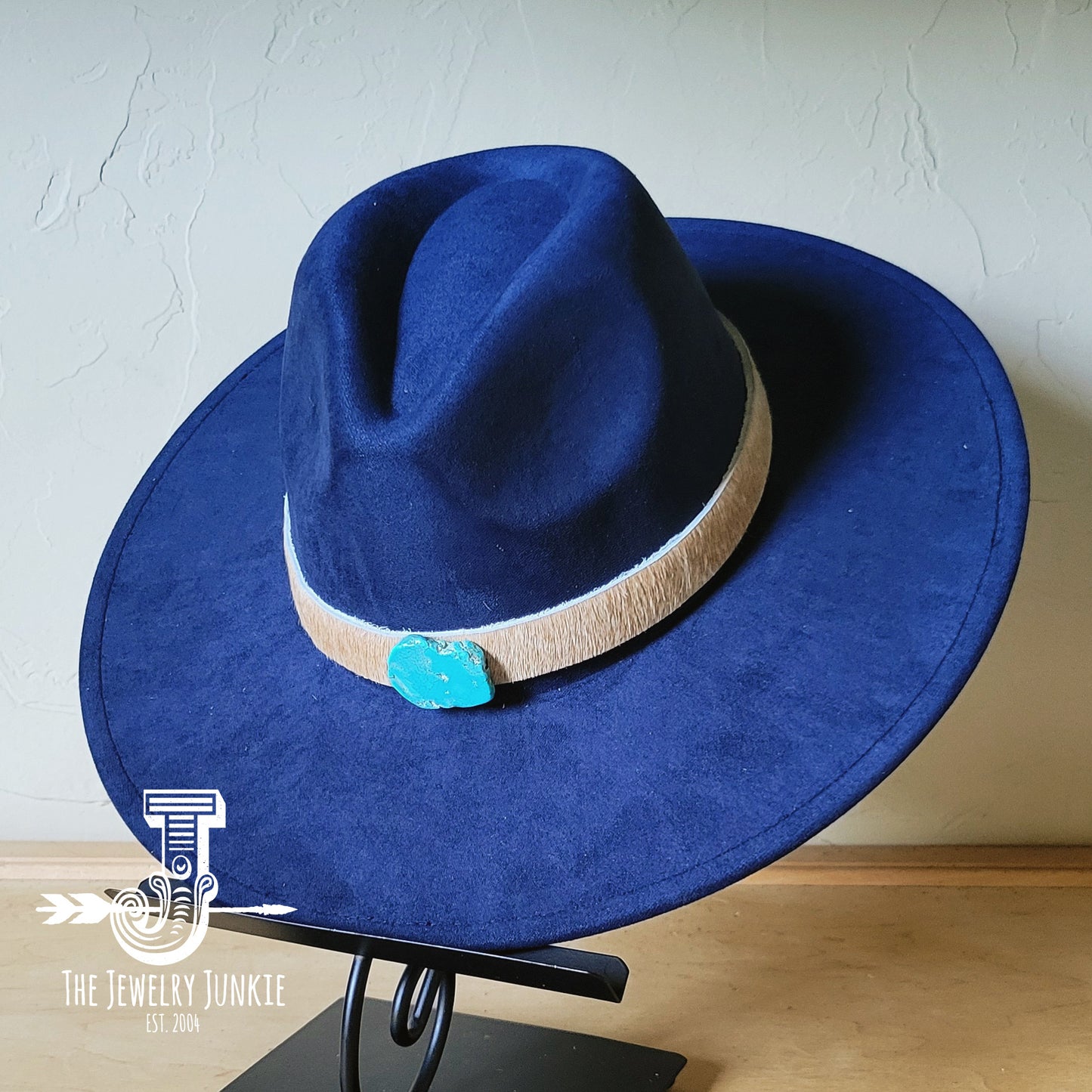 Boho Western hat with genuine leather hat band and Turquoise stone