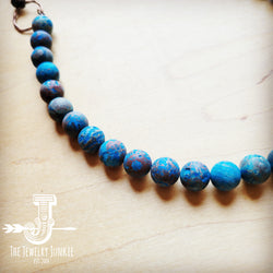 Frosted Chrysocolla Beaded Necklace w/ Copper Pendant