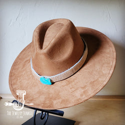 Boho Western hat with genuine leather hat band and Turquoise stone