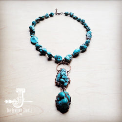 Blue Turquoise Necklace w/ Soldered Turquoise Pendant 259j