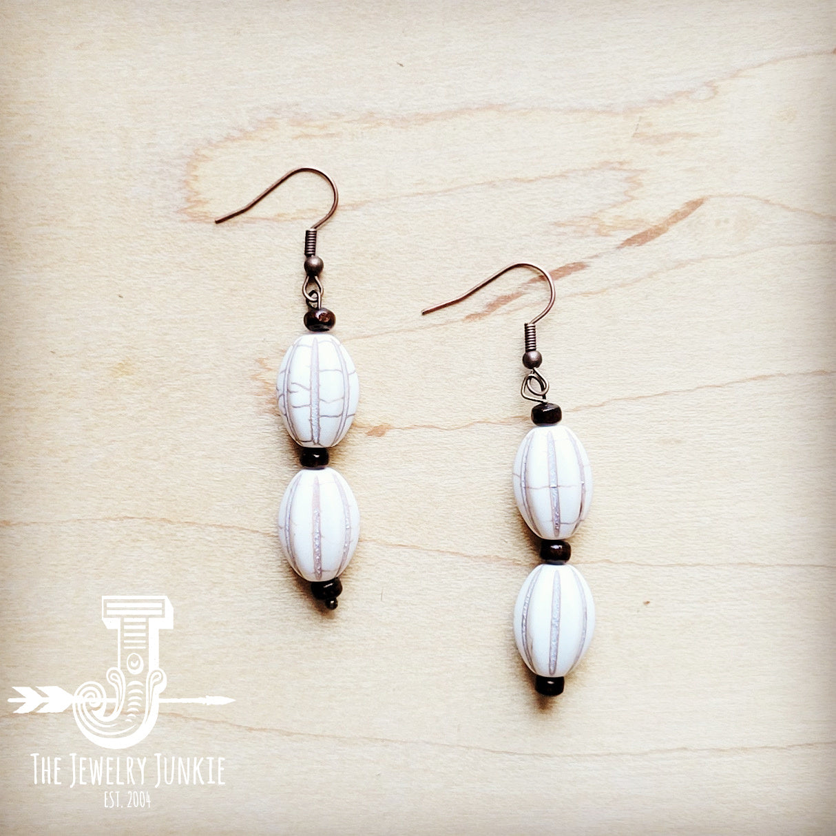 White Turquoise Melon Bead Earrings