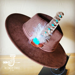 Turquoise Accent Turkey Feather Hat Band + Choice of Hat 986j