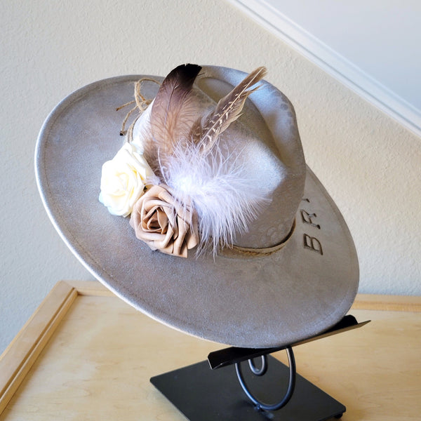 CUSTOM Hand-Painted Bridal Cowgirl Western Boho Hat A62