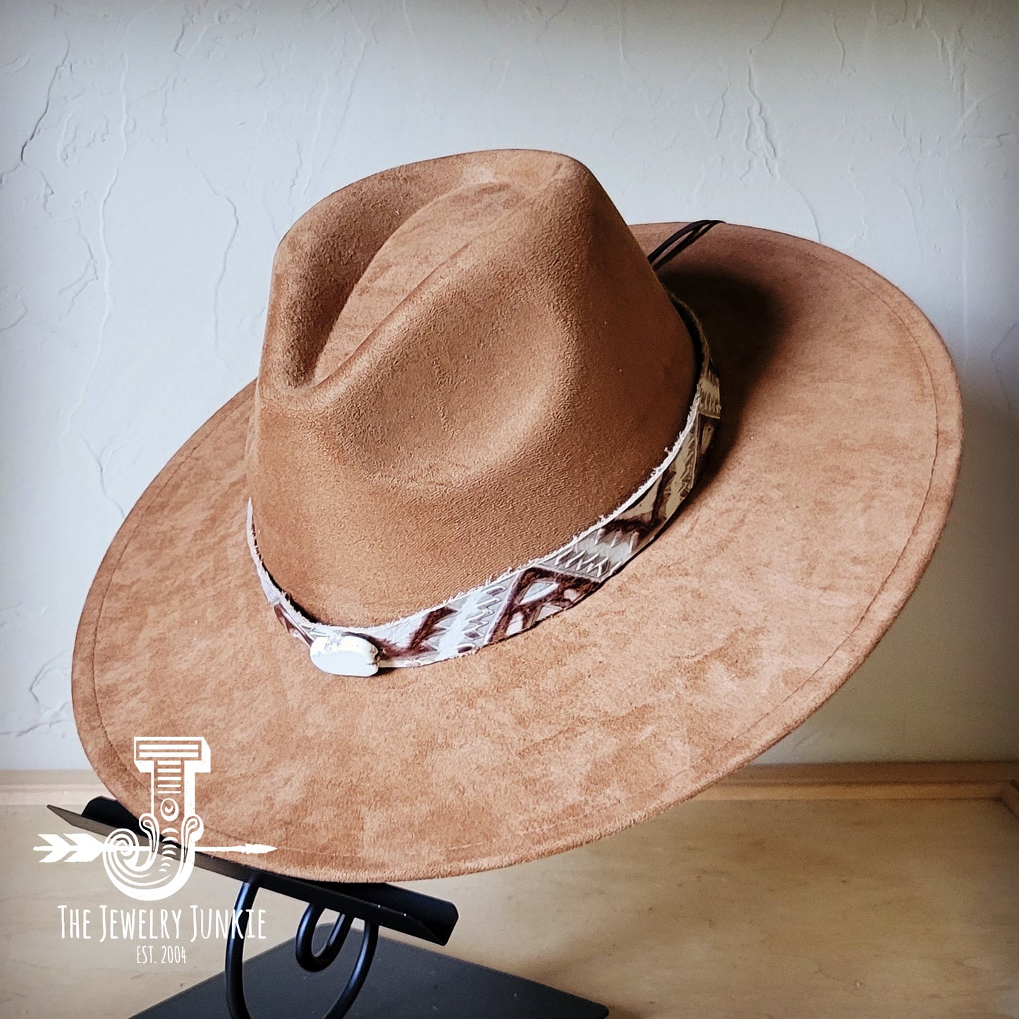 Boho Western hat with genuine leather hat band and Turquoise stone