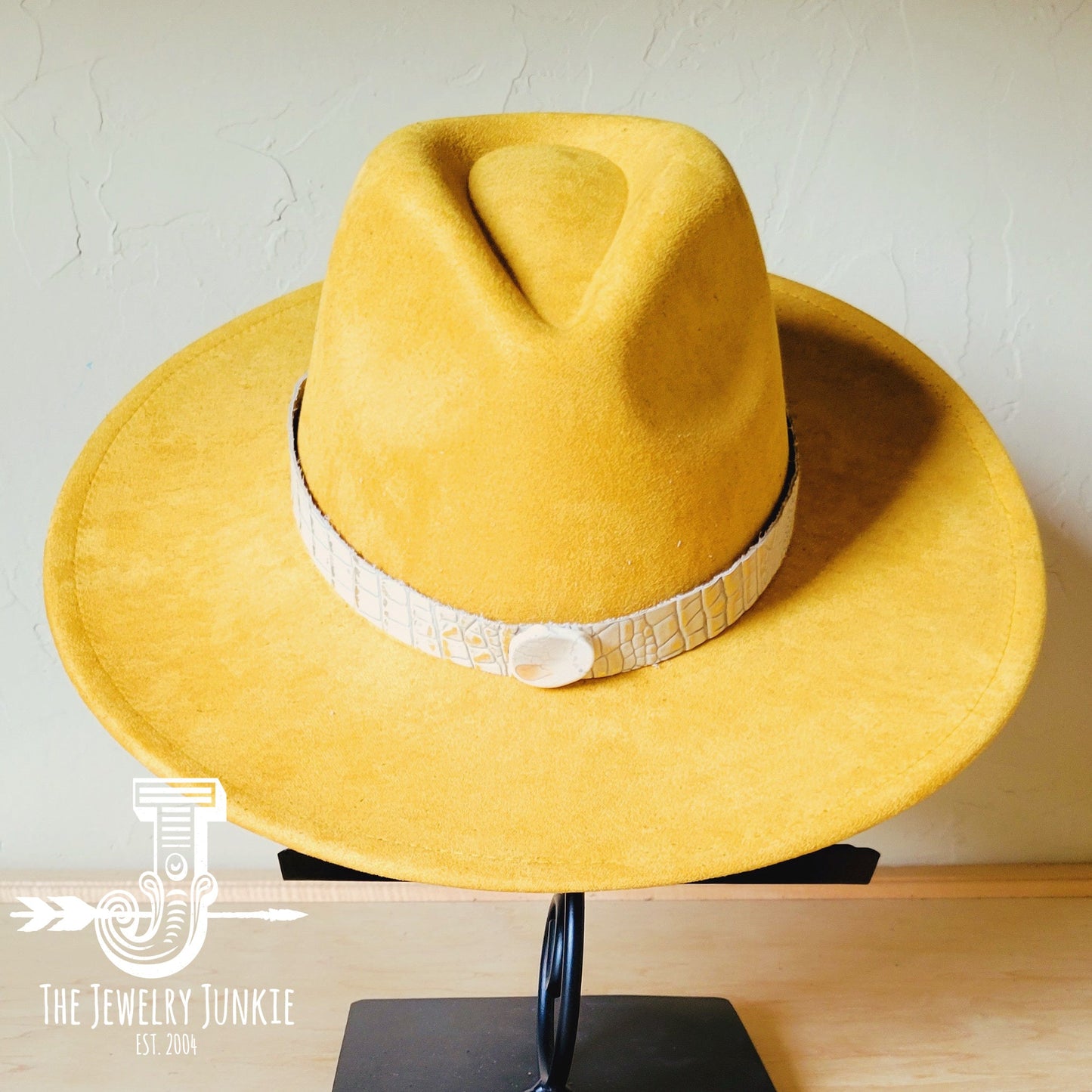 Boho Western hat with genuine leather hat band and Turquoise stone