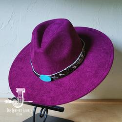 Boho Western hat with genuine leather hat band and Turquoise stone