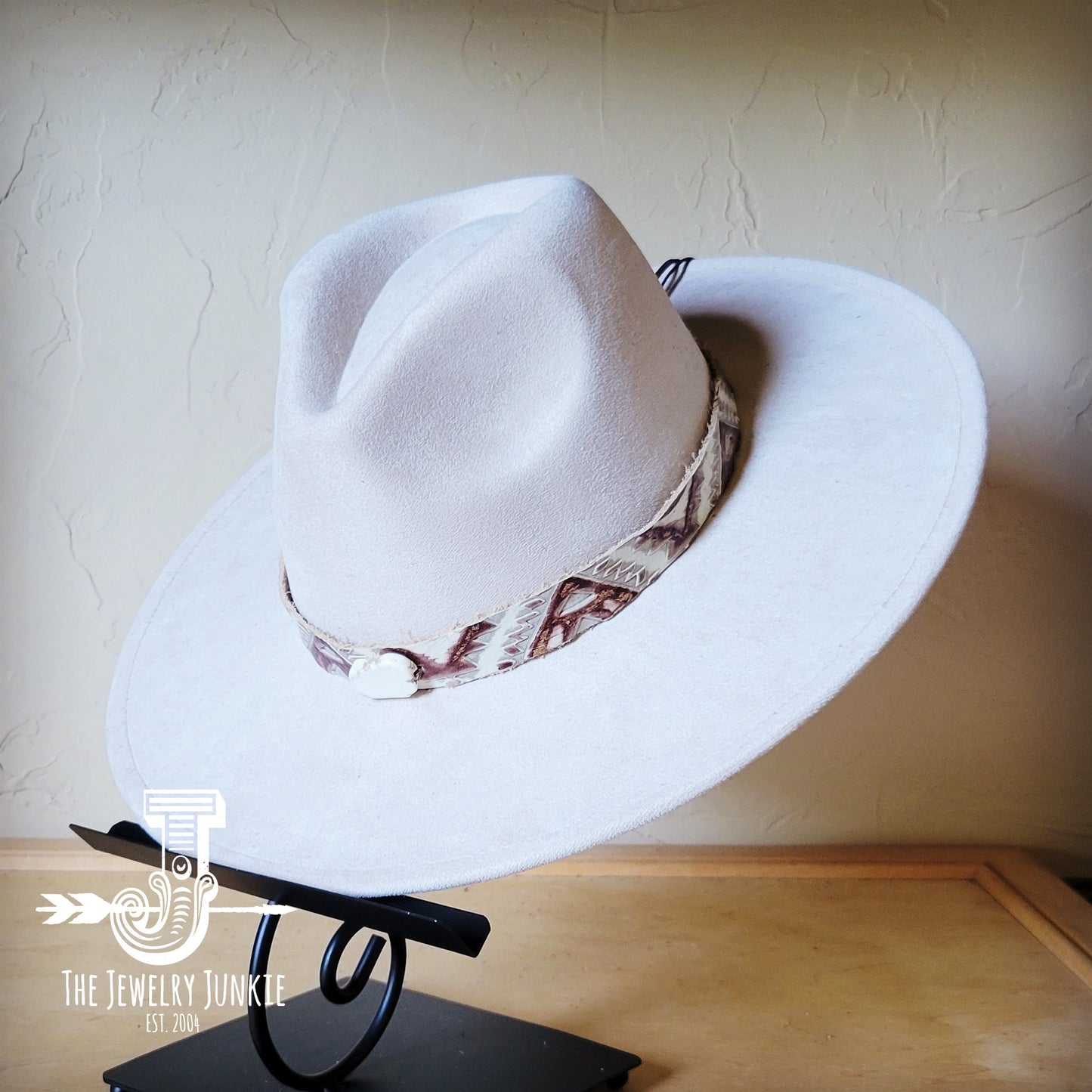 Boho Western hat with genuine leather hat band and Turquoise stone