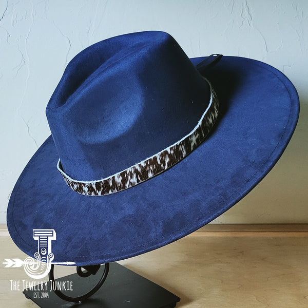 Boho Western hat with genuine leather hat band feathers and turquoise