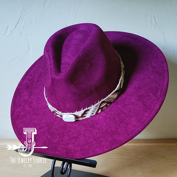 Boho Western hat with genuine leather hat band and Turquoise stone