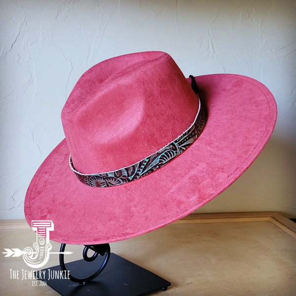 Boho Western hat with genuine leather hat band feathers and turquoise