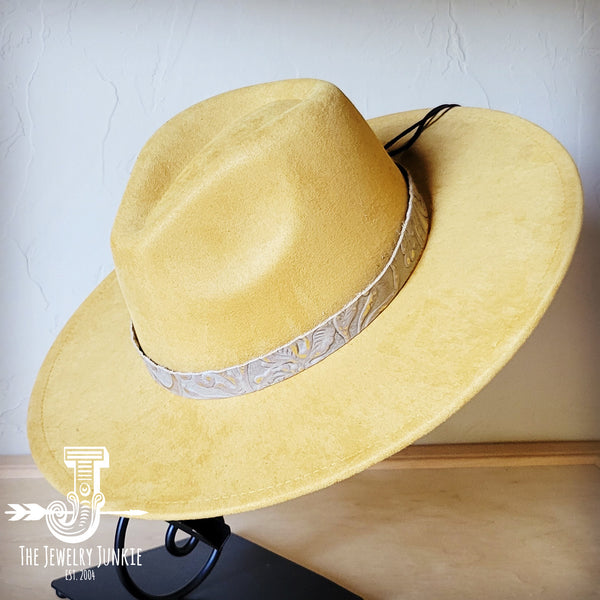 Boho Western hat with genuine leather hat band feathers and turquoise