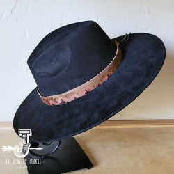 Boho Western hat with genuine leather hat band feathers and turquoise