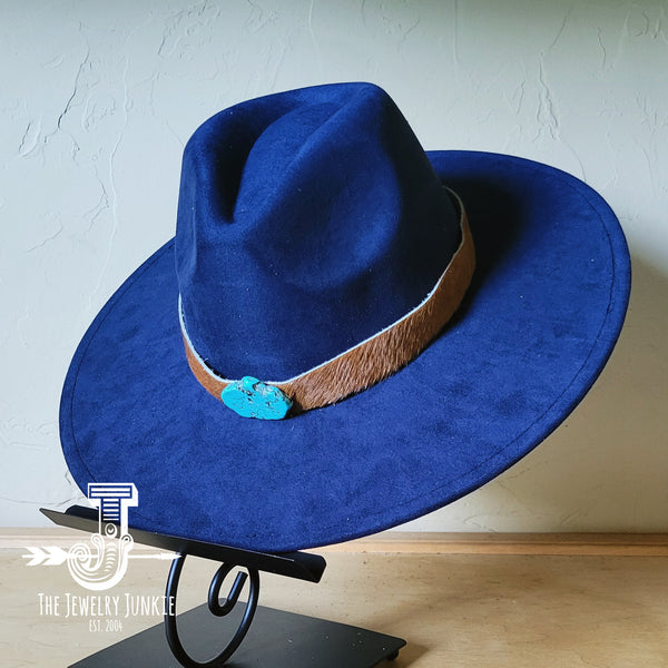 Boho Western hat with genuine leather hat band and Turquoise stone