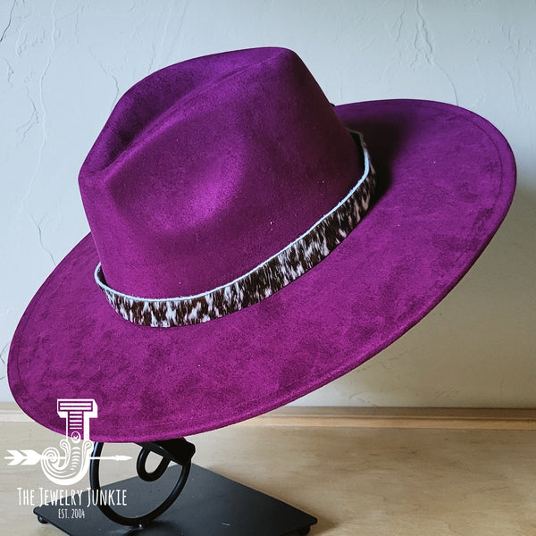 Boho Western hat with genuine leather hat band feathers and turquoise