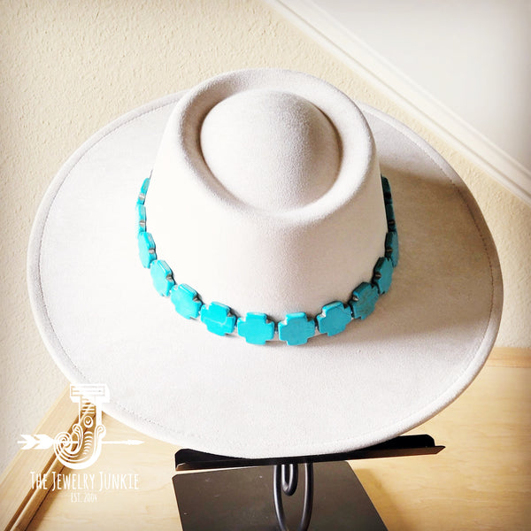 Turquoise Cross Beaded Hat Band (Band Only) 952f