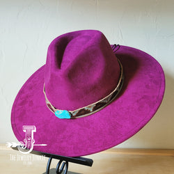 Boho Western hat with genuine leather hat band and Turquoise stone