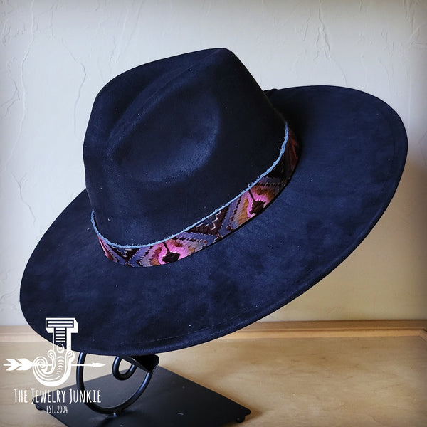 Boho Western hat with genuine leather hat band feathers and turquoise