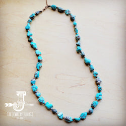 Long Blue Turquoise and Wood Necklace 259k