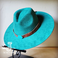 Boho Western hat with genuine leather hat band and Turquoise stone