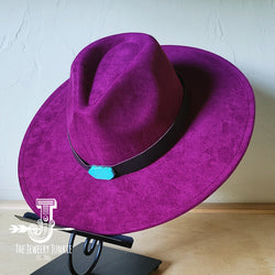 Black Leather Hat Band w/ Turquoise Slab + Choice of Boho Hat