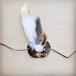 White/Gold Feather w/ Brown Metallic Hat Band (Band Only) 983k