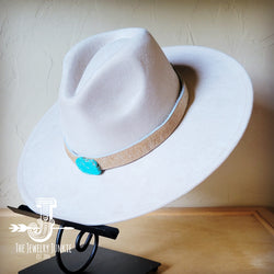 Boho Western hat with genuine leather hat band and Turquoise stone