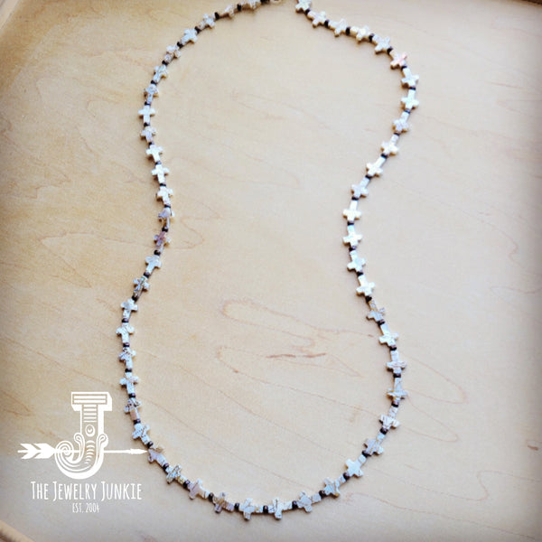 Long Mother-of-Pearl Cross Necklace 259p