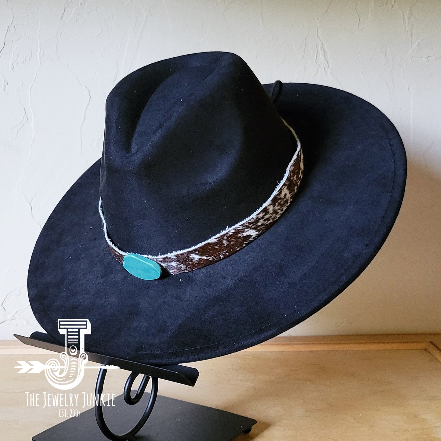 Boho Western hat with genuine leather hat band and Turquoise stone