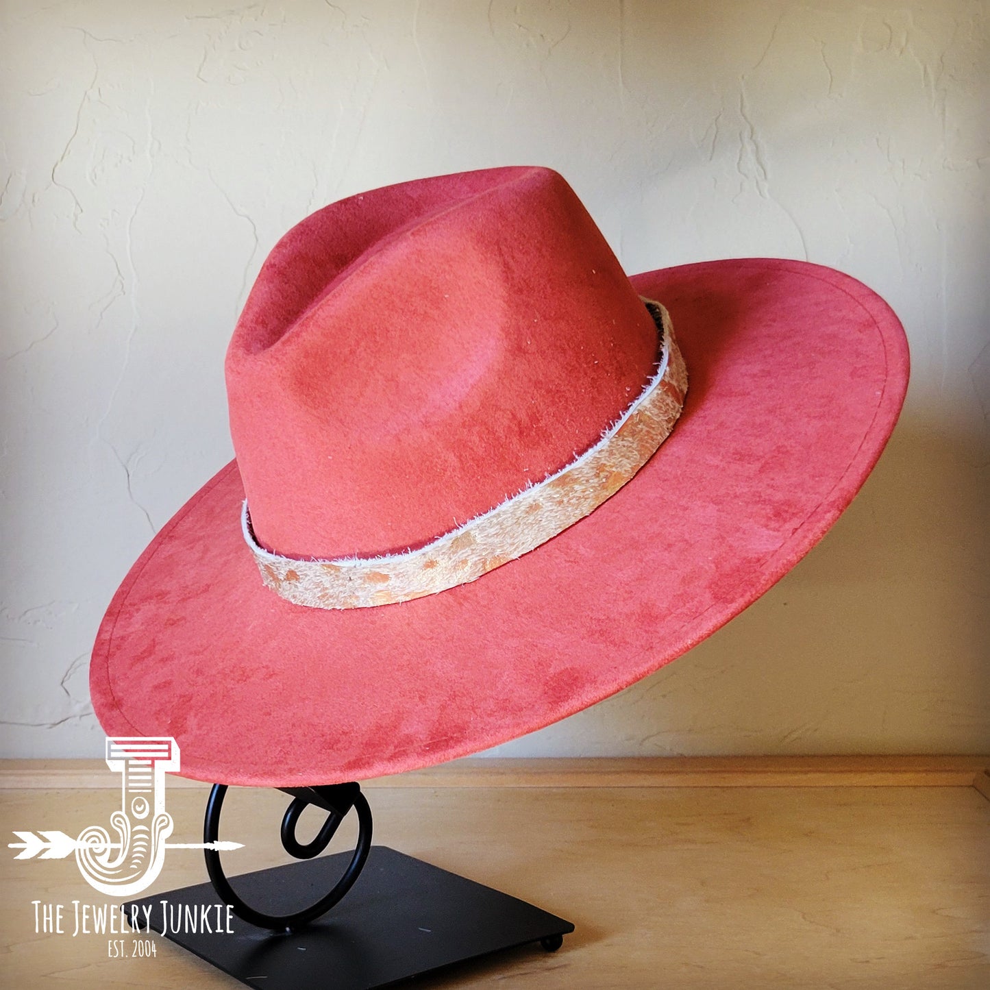 Boho Western hat with genuine leather hat band feathers and turquoise