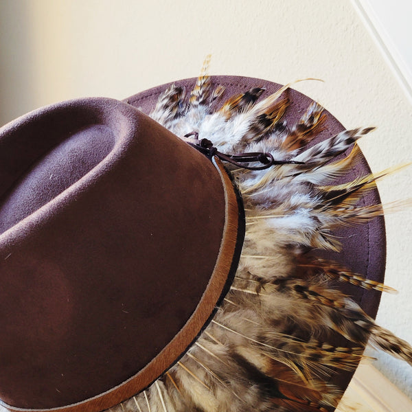 CUSTOM Feather & Turquoise Cowgirl Western Boho Hat A64