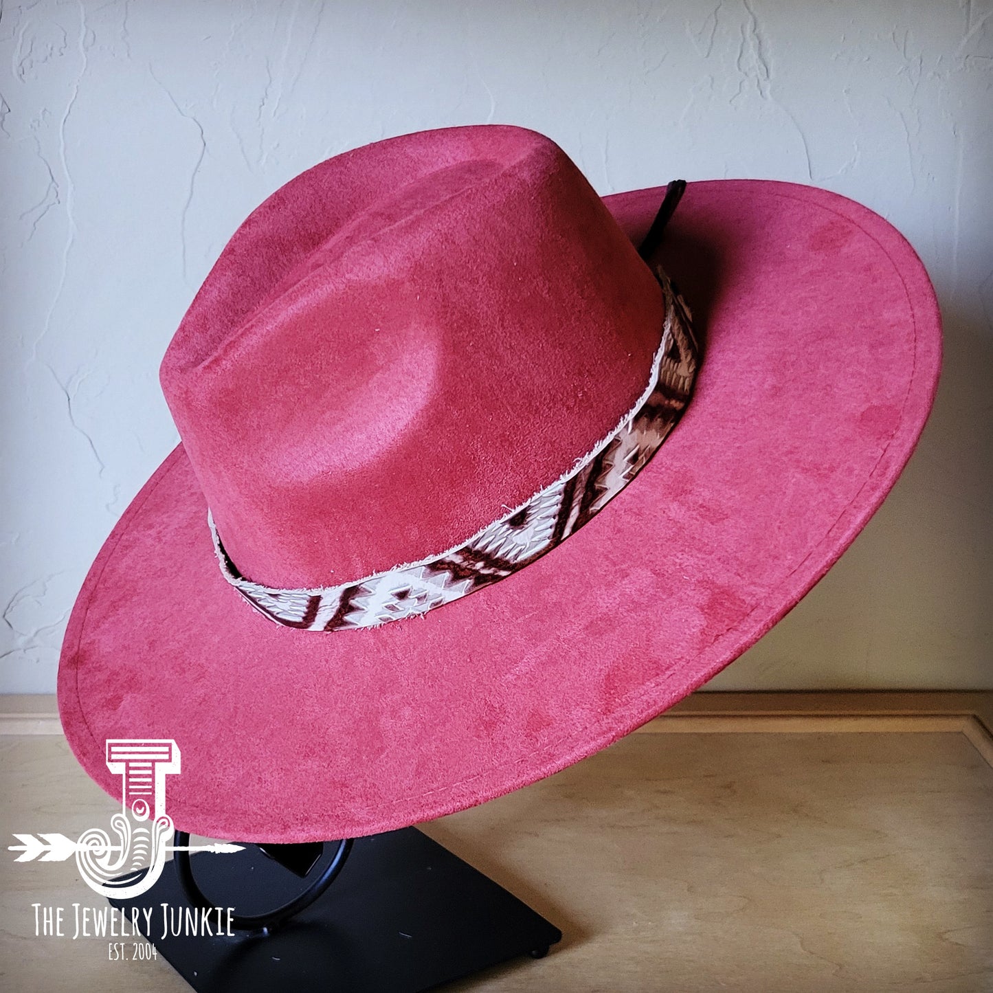 Boho Western hat with genuine leather hat band feathers and turquoise