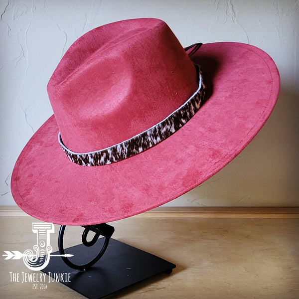 Boho Western hat with genuine leather hat band feathers and turquoise