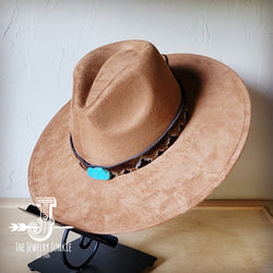 Boho Western hat with genuine leather hat band and Turquoise stone