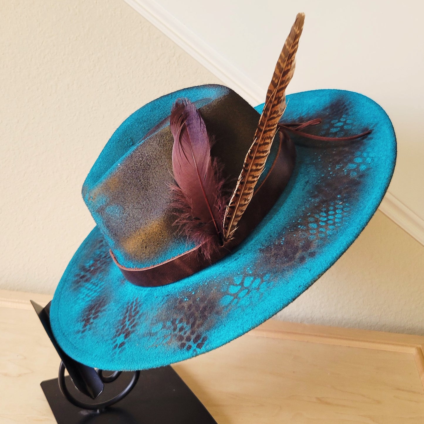 CUSTOM Hand-Painted Cowgirl Western Boho Hat & Band (A13)