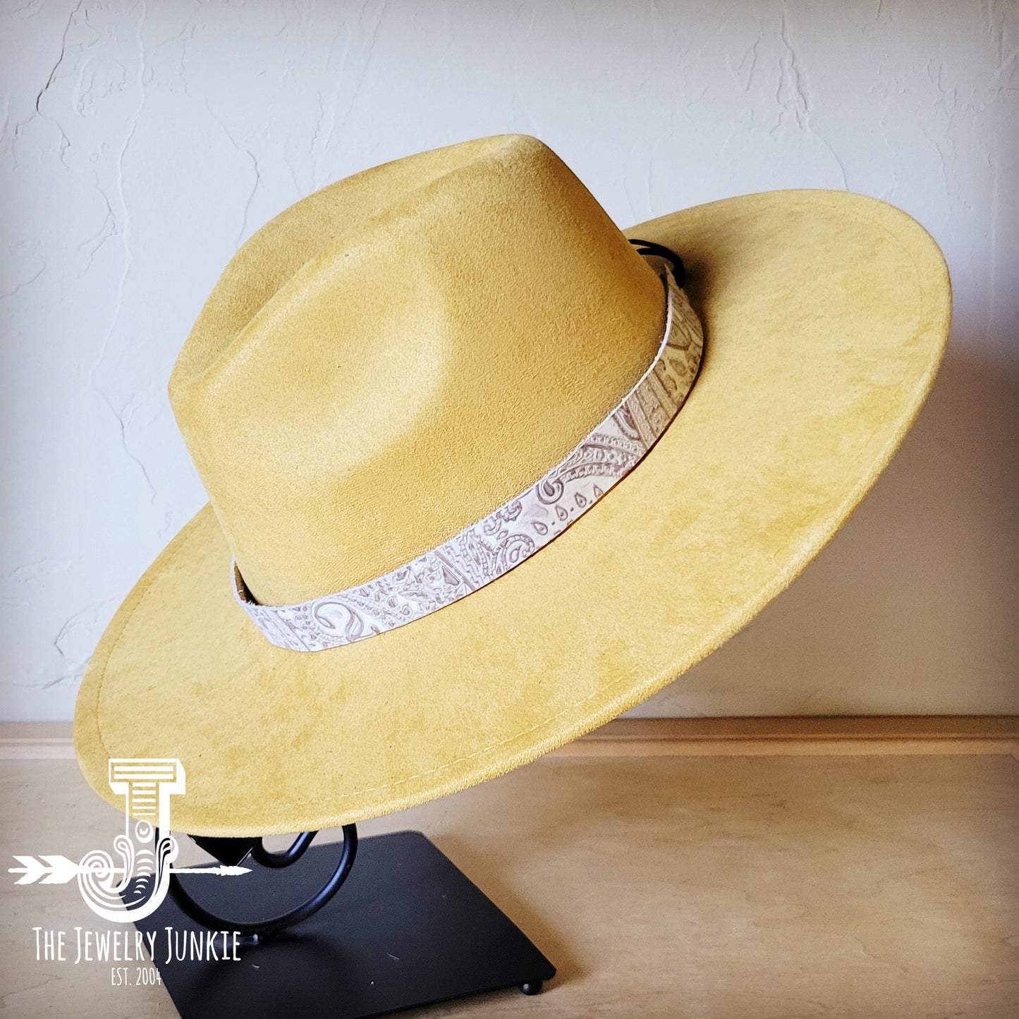 Boho Western hat with genuine leather hat band feathers and turquoise