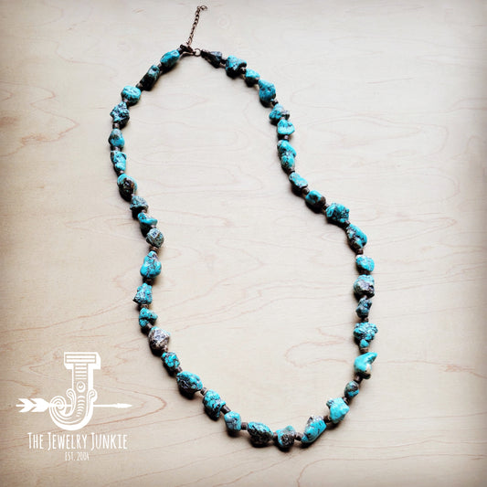 Long Blue Turquoise and Wood Necklace 259k