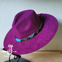 Boho Western hat with genuine leather hat band and Turquoise stone