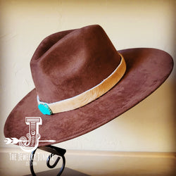 Boho Western hat with genuine leather hat band and Turquoise stone