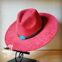 Boho Western hat with genuine leather hat band and Turquoise stone