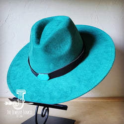 Brown Leather Hat Band w/ Turquoise Slab + Choice of Boho Hat