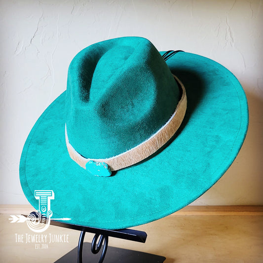 Boho Western hat with genuine leather hat band and Turquoise stone