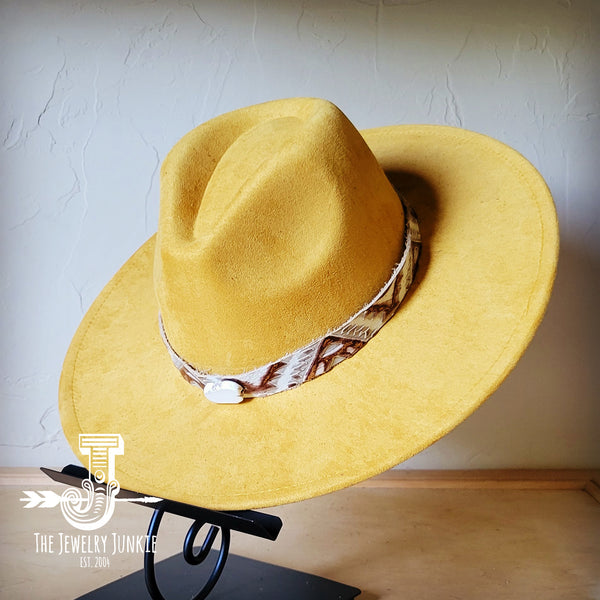 Boho Western hat with genuine leather hat band and Turquoise stone