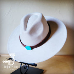 Brown Leather Hat Band w/ Turquoise Slab + Choice of Boho Hat