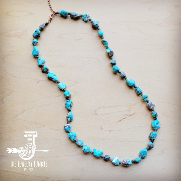 Long Blue Turquoise and Wood Necklace 259k