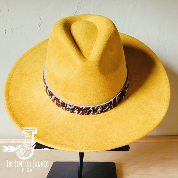 Boho Western hat with genuine leather hat band feathers and turquoise