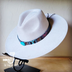 Boho Western hat with genuine leather hat band and Turquoise stone