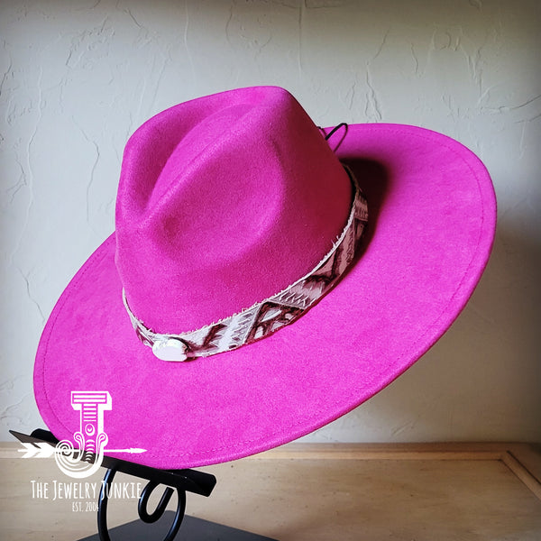 Boho Western hat with genuine leather hat band and Turquoise stone