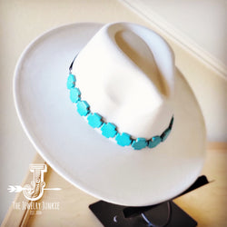 Turquoise Cross Beaded Hat Band+Hat 986k