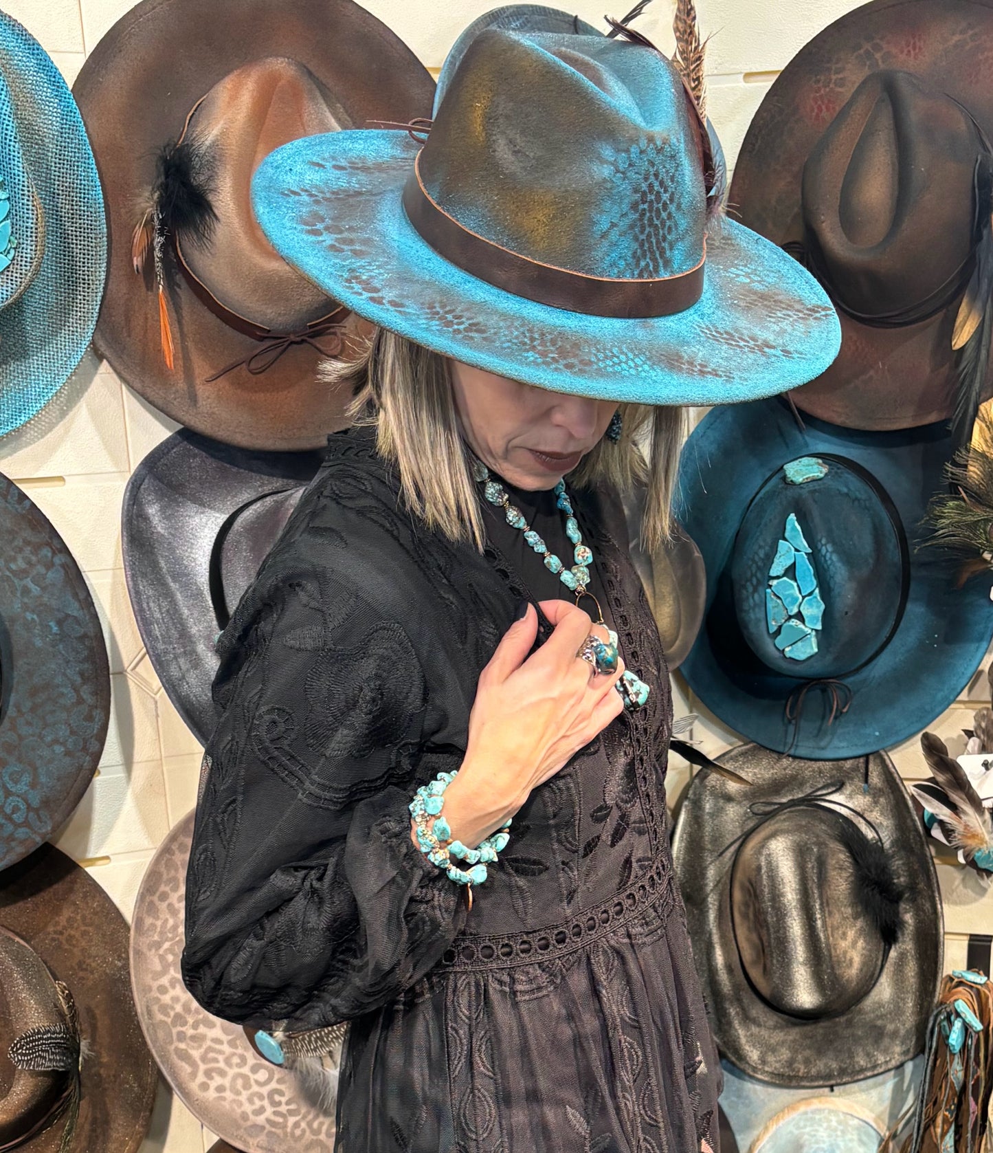 CUSTOM Hand-Painted Cowgirl Western Boho Hat & Band (A13)