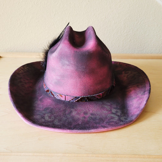 CUSTOM Hand-Painted Cowgirl Western Boho Hat & Band (A14)